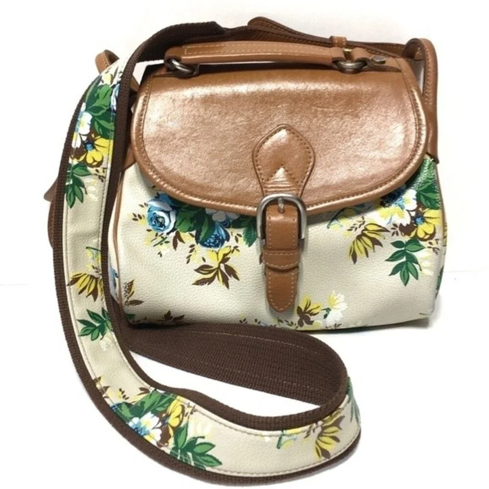 Kenzo Paris Floral and Tan Small Crossbody Bag